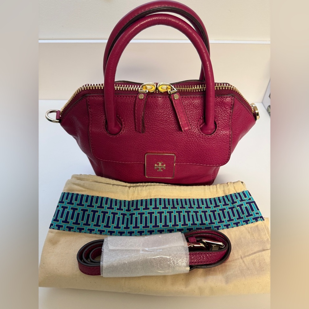 Tory Burch Red Satchel with Gold Hardware